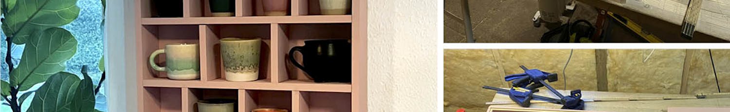 Kuppihylly Helppo kuppihylly kahdesta puusta